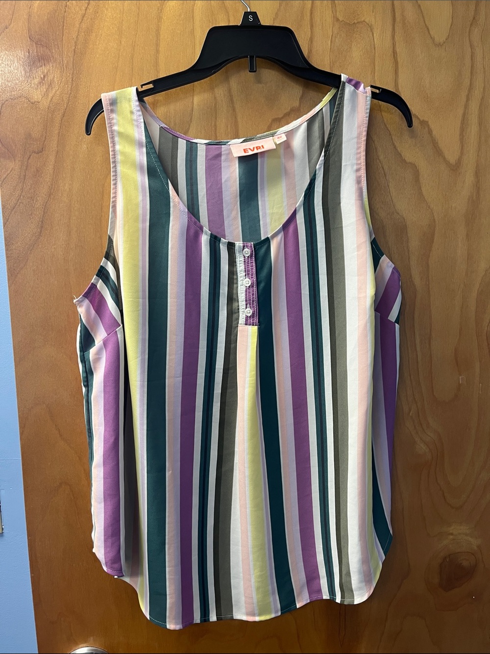 EVRI Vertical Multi-Color Striped Scoop Neck Tank Top